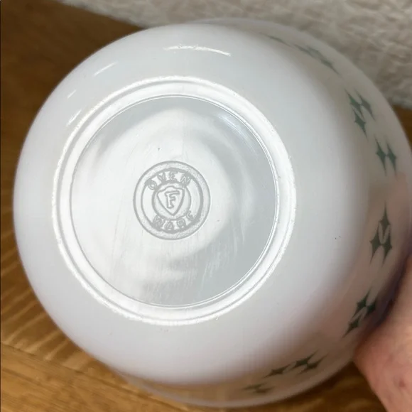 Vintage Federal Glass Mixing Bowl Oven Ware Turquoise Atomic Star MCM 3 QT - Picture 5 of 5